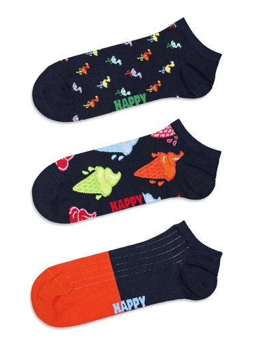 Happy Socks Tagessocke Sneaker Low (Eis/Flamingo) navyblau - 3 Paar