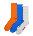 Happy Socks Tagessocke Crew Solid orange/blau/grau - 3 Paar
