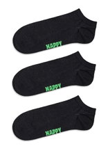 Happy Socks Tagessocke Sneaker Low Solid schwarz - 3 Paar