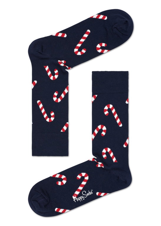 Happy Socks Tagessocke Crew Candy Cane (Zuckerstange) navyblau - 1 Paar