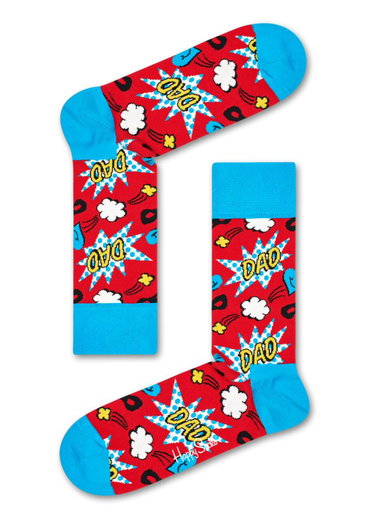 Happy Socks Tagessocke Crew Super Dad rot - 1 Paar