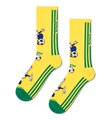 Happy Socks Tagessocke Crew Team Brazil Football Sneaker gelb/grün - 1 Paar