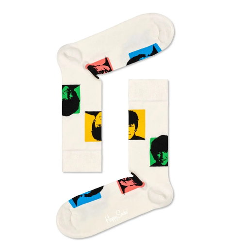 Happy Socks Tagessocke Crew Beatles Silhouettes weiss - 1 Paar