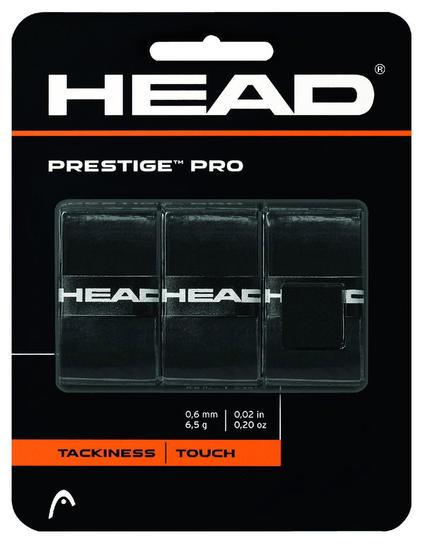 Head Overgrip Prestige Pro (klebrig, glatt) 0.6mm schwarz 3er