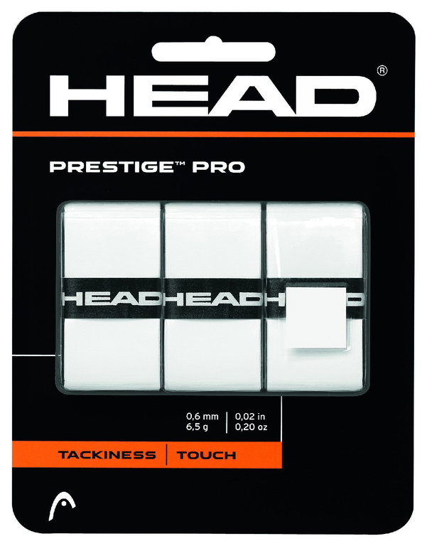 Head Overgrip Prestige Pro (klebrig, glatt) 0.6mm weiss 3er