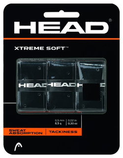 Head Overgrip Xtreme Soft 0.5mm (Uniwersalny/gładki/perforowany/chropowaty) czarny 3 szt.