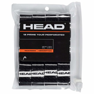 Head Overgrip Prime Tour Perforated 0.6 mm (Comfort, Grip) black 12-pack clip bag