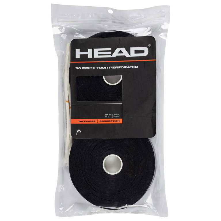 Head Overgrip Prime Tour Perforated 0.6 mm (Comfort, Grip) black 30-pack clip bag