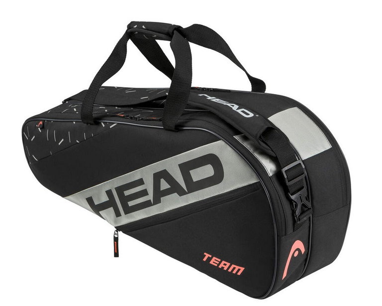 Head Tennis-Racketbag Team Racquet Bag M (Schlägertasche, 2 Hauptfächer) 2024 schwarz/grau 6er