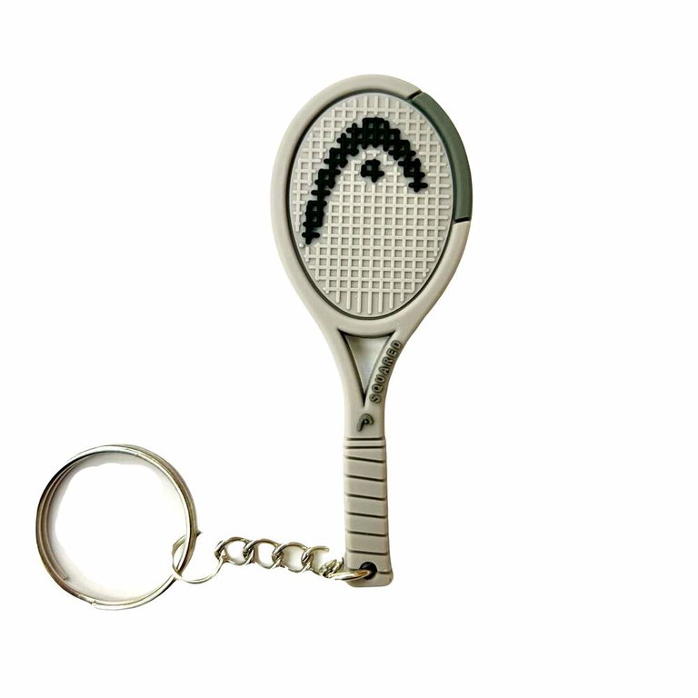 Head Keyring Mini Tennis Racket Squared Grey - 1 Piece