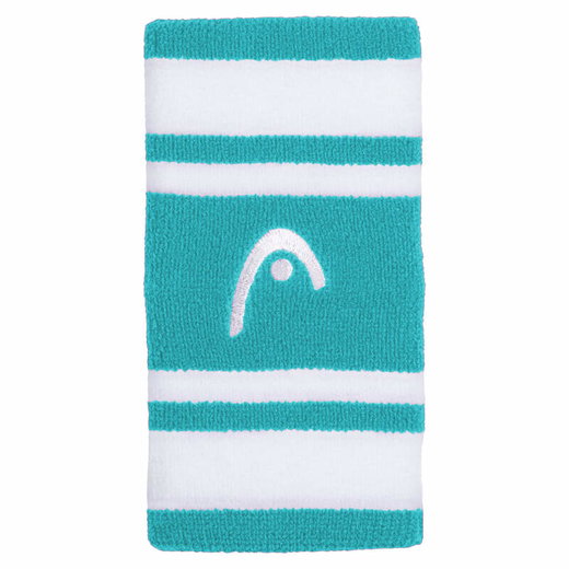 Head Schweissband Handgelenk Jumbo Logo Striped türkisblau/weiss - 2 Stück