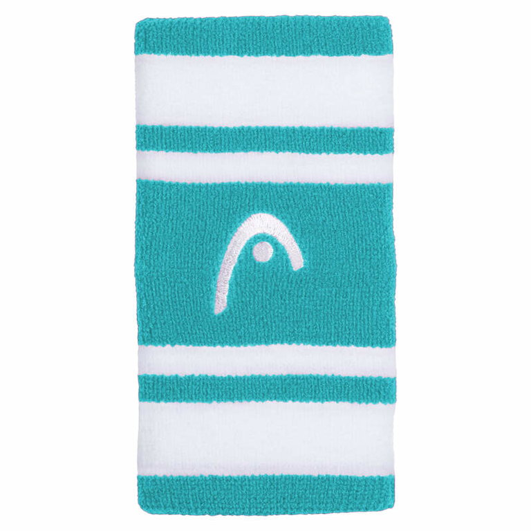 Head Schweissband Handgelenk Jumbo Logo Striped türkisblau/weiss - 2 Stück