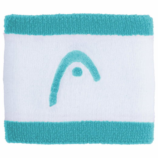 Head Schweissband Handgelenk Logo Striped türkisblau/weiss - 2 Stück
