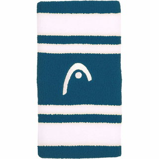 Head Schweissband Striped Handgelenk Jumbo tealblau/weiss - 2 Stück