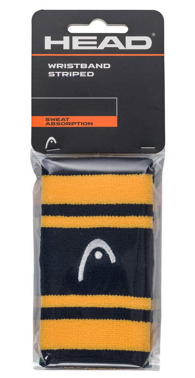 Head Sweatband Striped Wrist Jumbo navy blue/yellow - 2 pieces