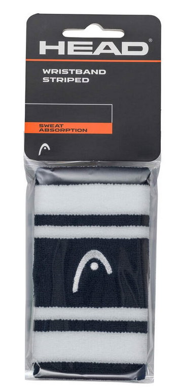 Head Schweissband Striped Handgelenk Jumbo navyblau/weiss - 2 Stück