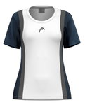 Head Tennis-Shirt Club 25 Tech (100% Polyester, schnelltrocknend) weiss/navyblau Damen