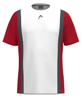 Head Tennis-Tshirt Club 25 Tech (100% Polyester, atmungsaktiv) 2025 weiss/rot Jungen