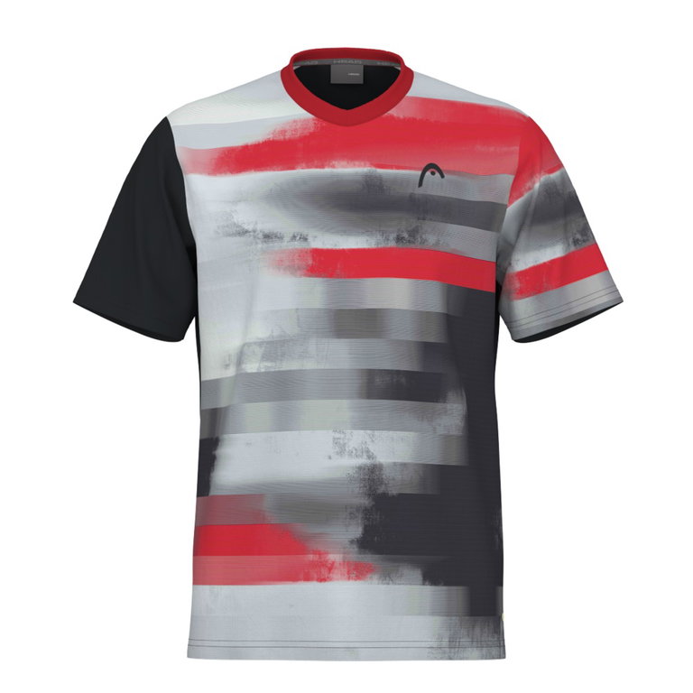 Head Tennis-Tshirt Topspin (V-Ausschnitt) schwarz/grau/rot Jungen
