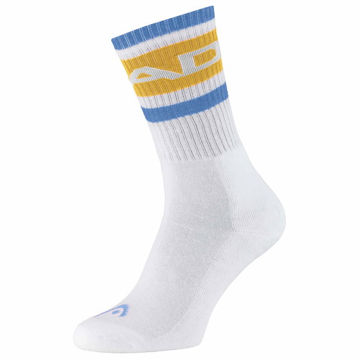 Head Tennissocke Crew 1P (Baumwolle) weiss/gelb/blau Herren - 1 Paar