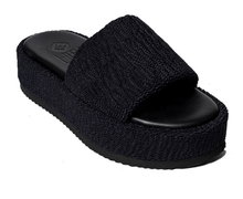 Hebe Athens Sandale Puffy Ibiza Flatform Slide schwarz Damen