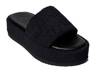 Hebe Athens Sandal Puffy Ibiza Flatform Slide Black Ladies