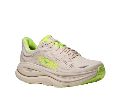 Hoka running shoes Bondi 9 (cushioning) beige/grey/neon men's