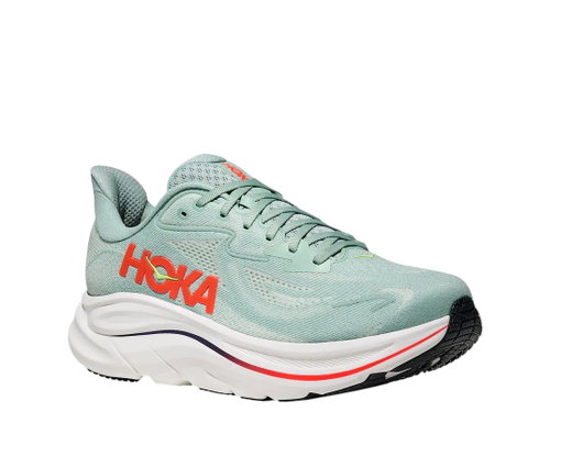 Hoka running shoes Clifton 10 (cushioning) mint green/flame men's