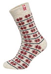 HomeOfSocks Wollsocken Skandinavisch Dänemark wollweiss/rot - 1 Paar