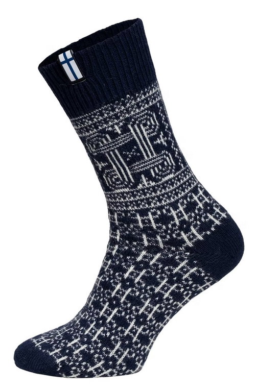 HomeOfSocks Wool Socks Scandinavian Finland navy blue - 1 Pair