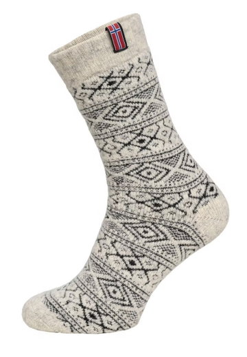 HomeOfSocks Wollsocke Skandinavisch Flag Norwegen wollweiss/anthrazit - 1 Paar