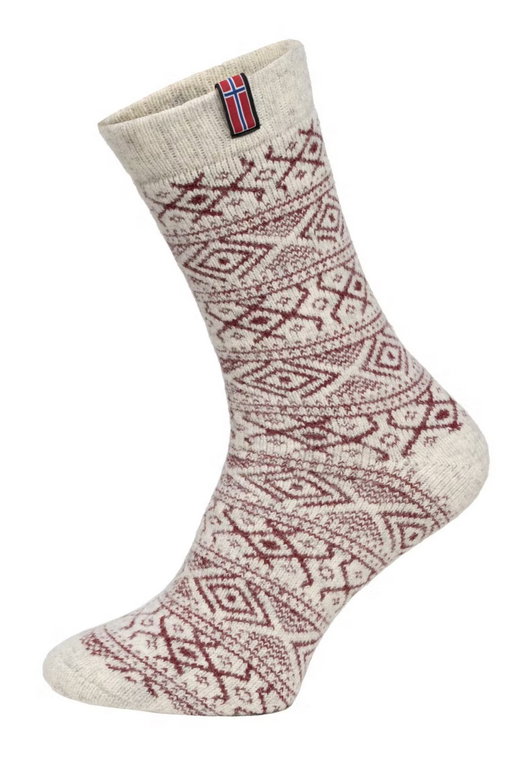 HomeOfSocks Wollsocke Skandinavisch Flag Norwegen wollweiss/rot - 1 Paar