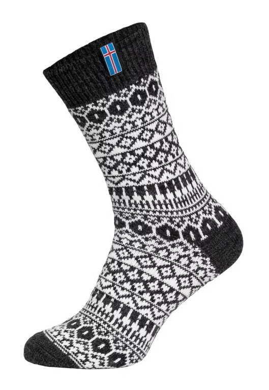 HomeOfSocks Wollsocken Skandinavisch Flag Island anthrazitgrau - 1 Paar