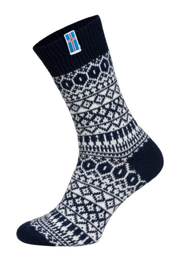 HomeOfSocks Wollsocken Skandinavisch Flag Island navyblau - 1 Paar
