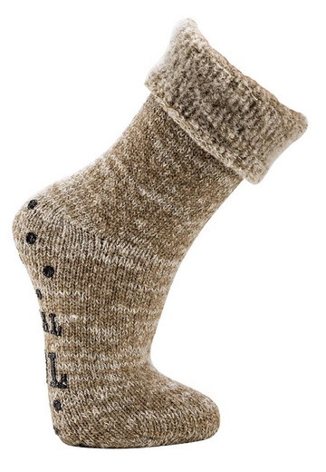 HomeOfSocks Wollsocke mit Anti-Rutsch und ABS-Druck beige - 1 Paar