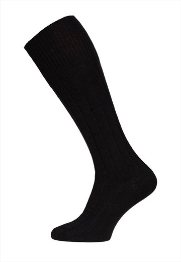 HomeOfSocks Kniestrümpfe Luxuriöse (Merinowolle und Kaschmir) schwarz - 1 Paar