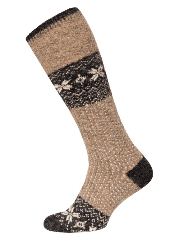 HomeOfSocks Kniestrümpfe Norway Wintermuster braun - 1 Paar