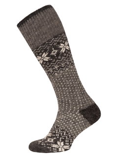 HomeOfSocks Kniestrümpfe Norway Wintermuster grau - 1 Paar