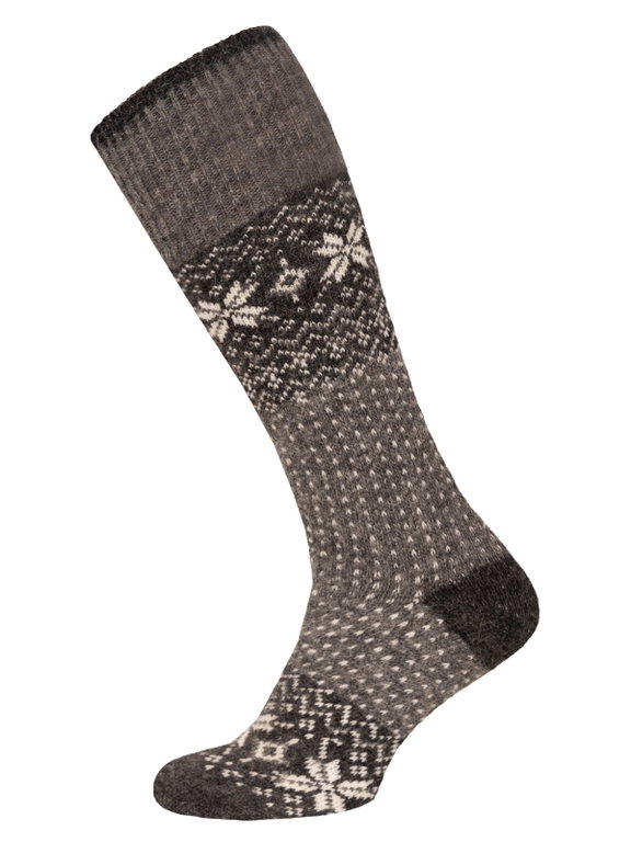 HomeOfSocks Knee Socks Norway Winter Pattern Grey - 1 Pair