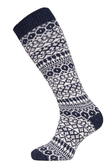 HomeOfSocks Kniestrümpfe Skandinavisch Norwegen (Lammwolle) navyblau - 1 Paar