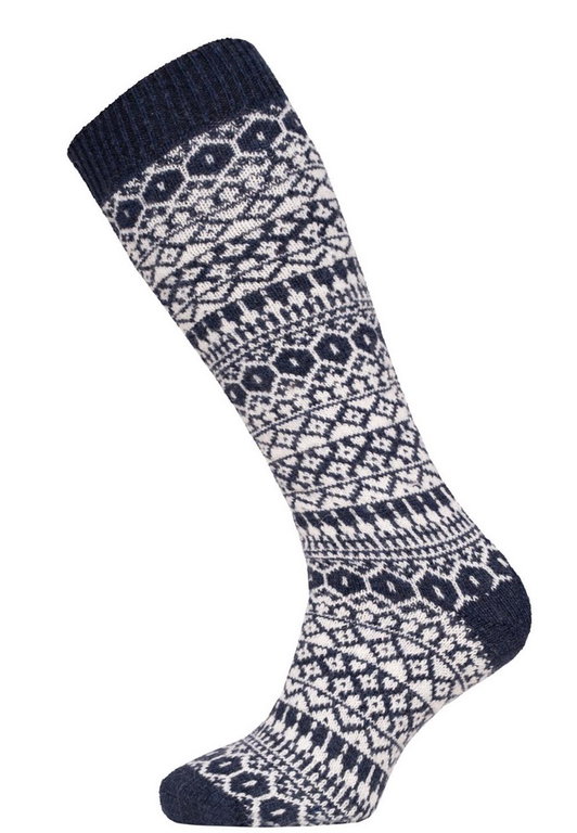 HomeOfSocks Kniestrümpfe Skandinavisch Norwegen (Lammwolle) navyblau - 1 Paar