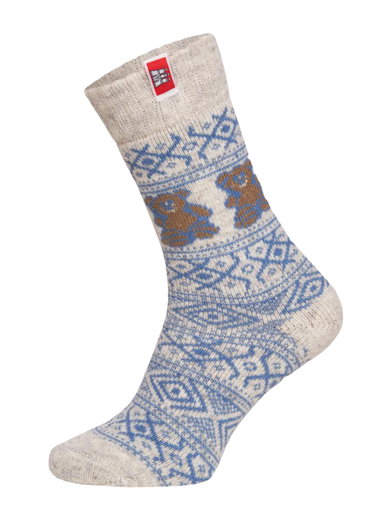 HomeOfSocks Wollsocke Thick Flag Teddy wollweiss/blau - 1 Paar