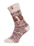 HomeOfSocks Wollsocke Thick Flag Teddy wollweiss/rot - 1 Paar