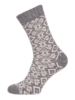HomeOfSocks Wollsocke Hygge Wintermuster grau Damen - 1 Paar
