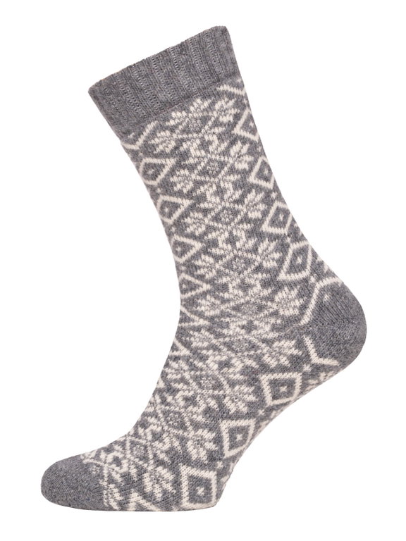 HomeOfSocks Wollsocke Hygge Wintermuster grau Damen - 1 Paar