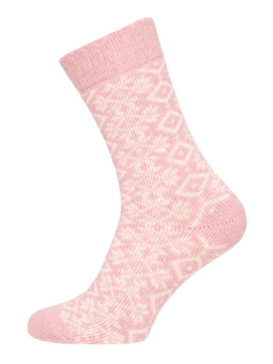 HomeOfSocks Wollsocke Hygge Wintermuster rosa Damen - 1 Paar