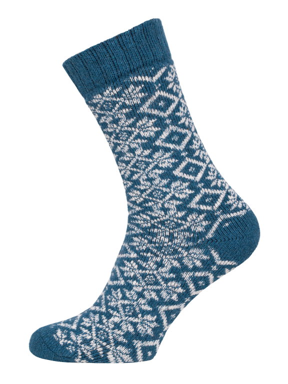 HomeOfSocks Wool Sock Hygge Winter Pattern Blue Ladies - 1 Pair