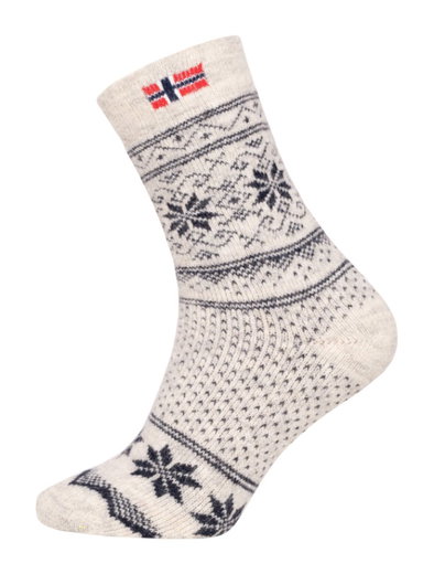 HomeOfSocks Wollsocke Skandinavisch Thick Flag Norwegen ecru/navyblau - 1 Paar