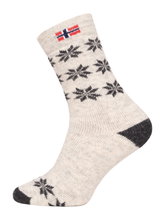 HomeOfSocks Wollsocke Skandinavisch Thick Flag Norwegen ecru/anthrazitgrau - 1 Paar