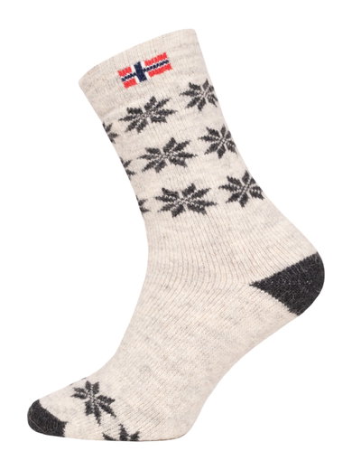 HomeOfSocks Wollsocke Skandinavisch Thick Flag Norwegen ecru/anthrazitgrau - 1 Paar